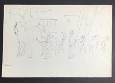 Max PAPART "Le maréchal ferrant" dessin signé et daté 1949