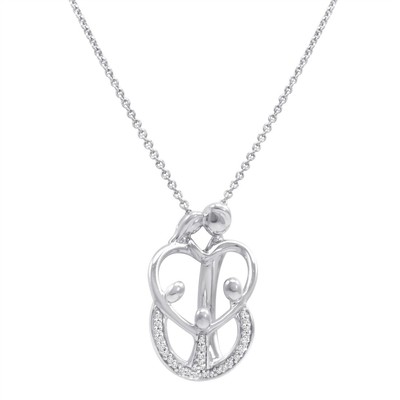 Sterling Silber 1/10ct Diamant Familie Muttertag Anhänger Halskette