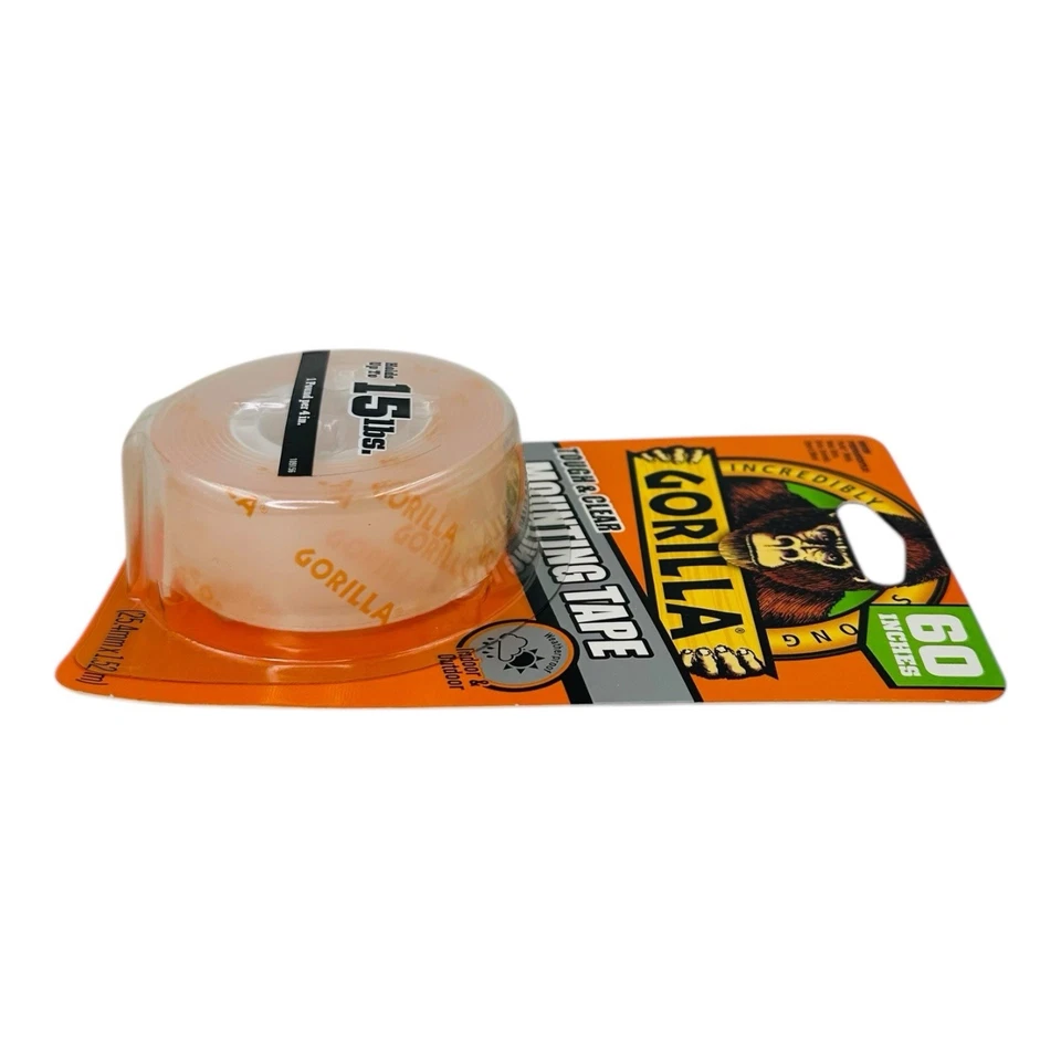 1 Roll Gorilla Tough & Clear Double Sided Mounting Tape 1" x 60" Indoor Outdoor - Image 4 of 4