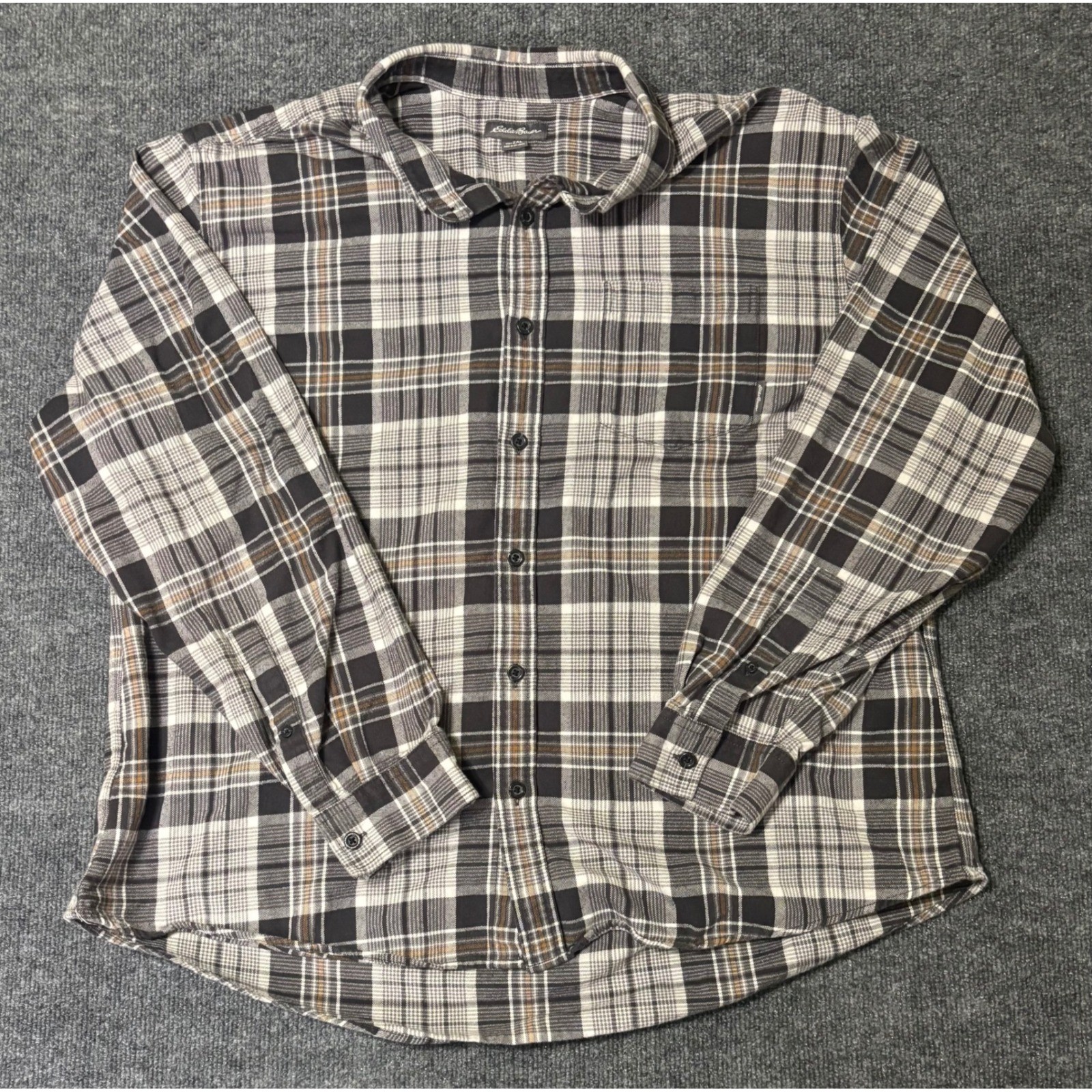 Eddie Bauer Mens Plaid Flannel Long Sleeve Button Up Shirt Casual Size 2XL