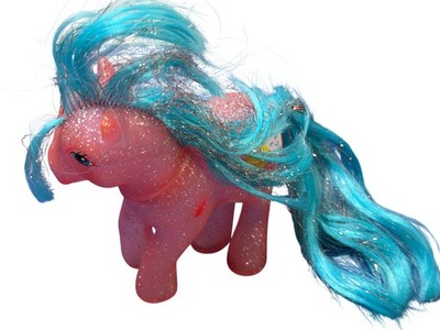 My little Pony Glitzer Figur rosa mit blauen Haaren Mähne Glitzer Sterne