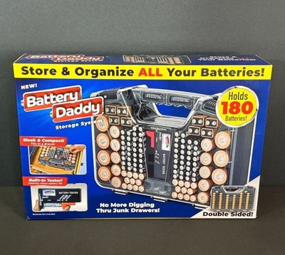 Battery Daddy Storage Caddy Carrying Case Garage Home Organizer Tool Box Gray