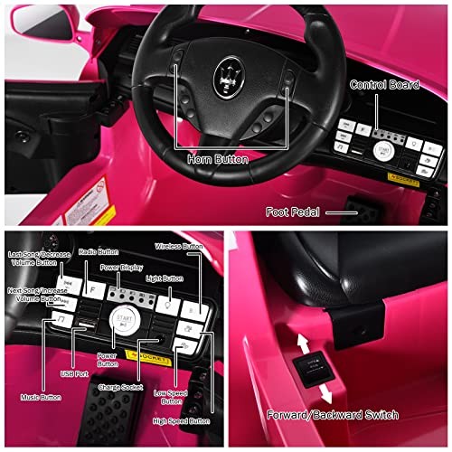  Ride on Car Licensed Maserati Gbili 12V Battery Maserati GranCabrio Pink - Picture 4 of 7