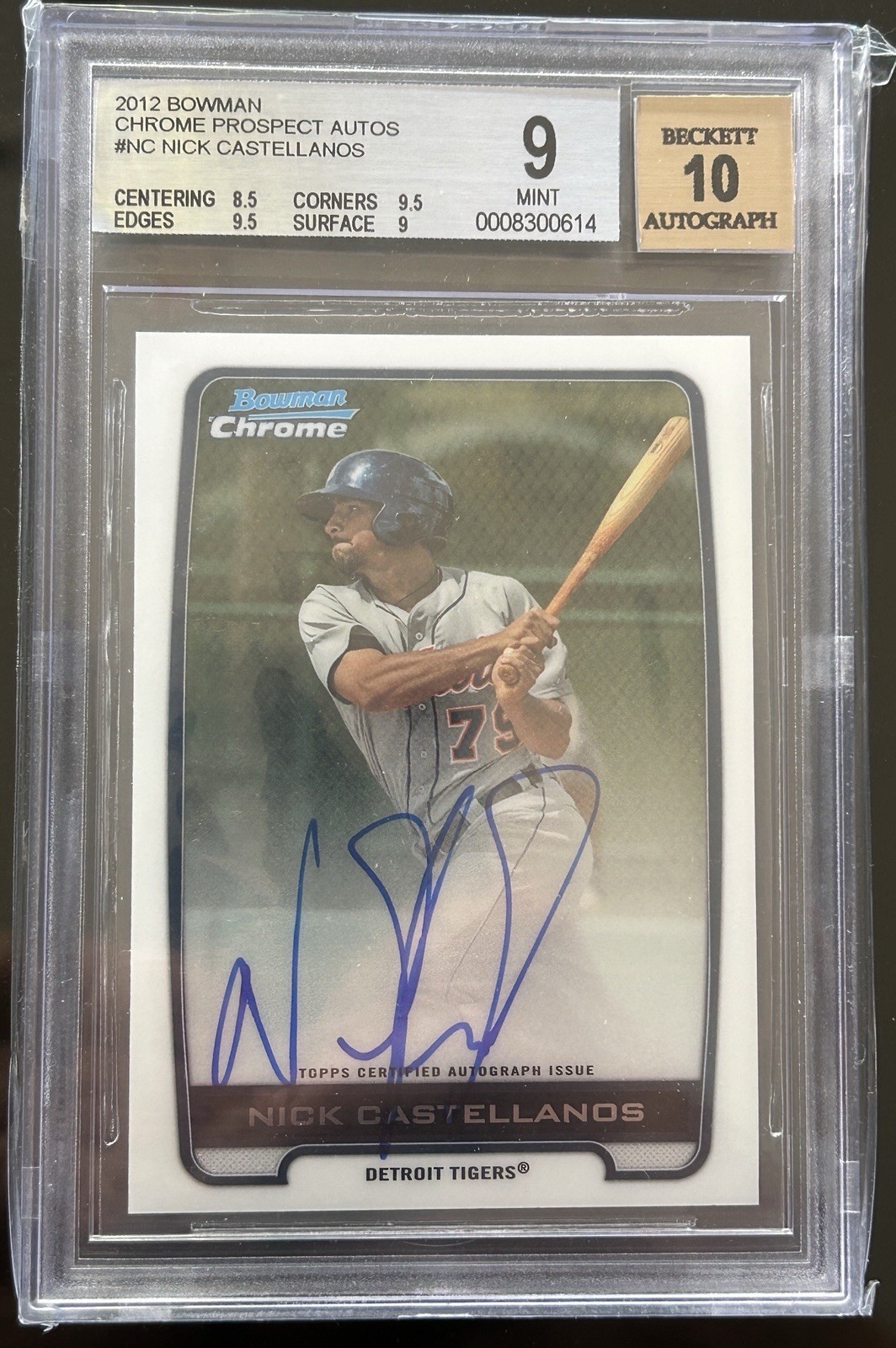 2012 Bowman Chrome Autograph #BCA-NC Nick Castellanos BGS 9 Auto 10