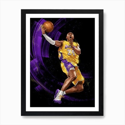 Kobe Bryant Basketball Kunstdruck gerahmtes Wandbild Poster Leinwanddruck Bild