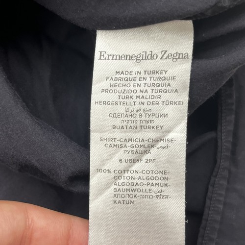 Ermenegildo Zegna Navy Blue Long Sleeve Button-Up Shirt Men's Size 3X-Large 3XL - Picture 4 of 9