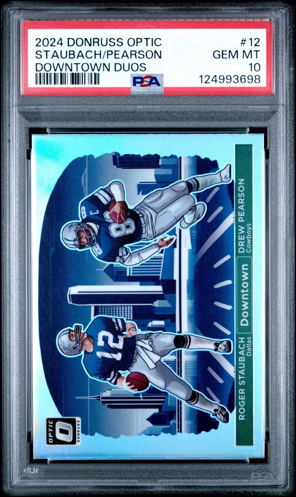 2024 Donruss Optic #12 Roger Staubach Drew Pearson Downtown Duos - PSA 10 GEM MT