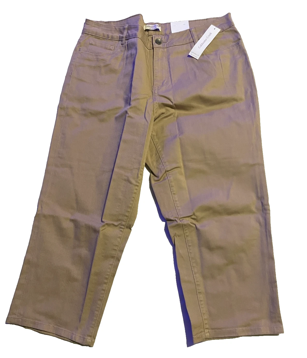 Coldwater Creek Women's Natural Fit Cropped Leg Pants Size 14 Tan NWT NEW Capri