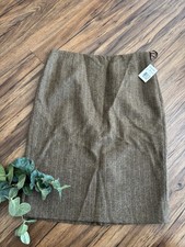 NWT Vintage Ralph Lauren Skirt 6 Wool Brown Herringbone Pencil Old Money New
