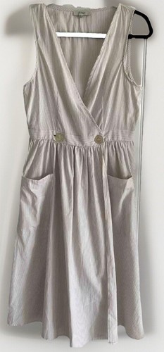 Einii Wickelkleid Damen Gr. S weiß & beige gestreift Inlett Landhaus Kern Prärie - Bild 1 von 7