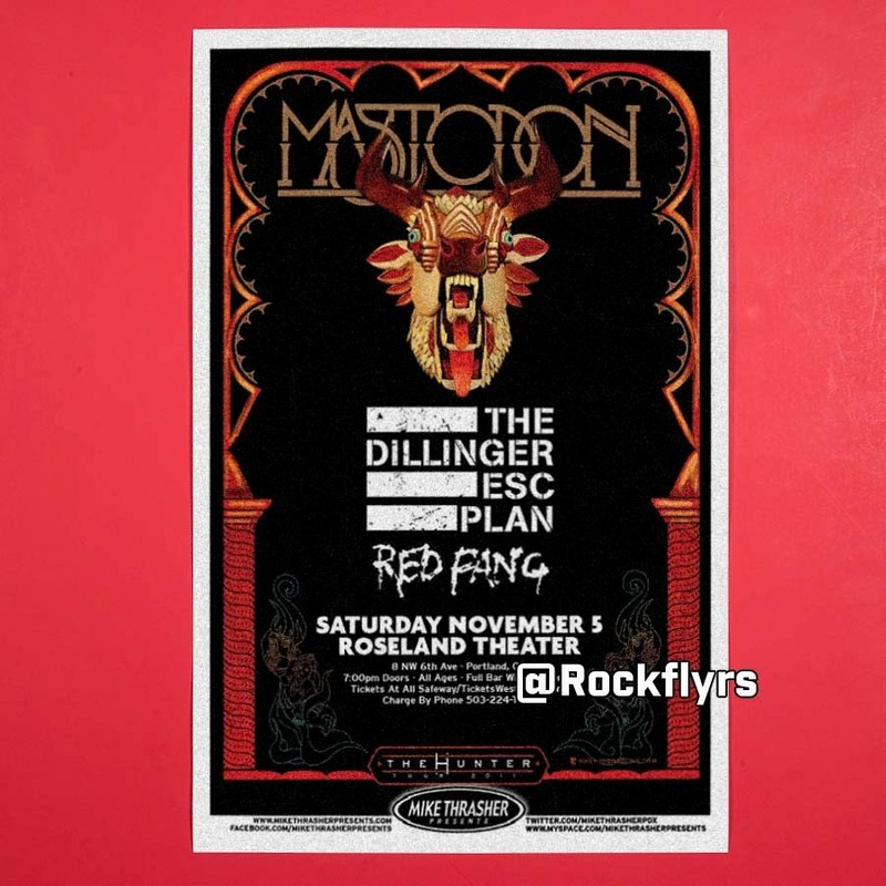 MASTODON + DILLINGER ESC PLAN 2011 Concert Promo 11x17  Street Poster. Portland