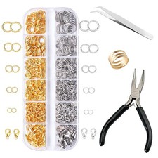 1200PCS Jewelry Making Supplies,Open Jump Rings and Lobster silvery gold