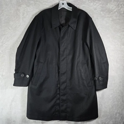 Canali Rain & Wind Tech Cashmere Trench Coat Mens Size 40 Black Reversible