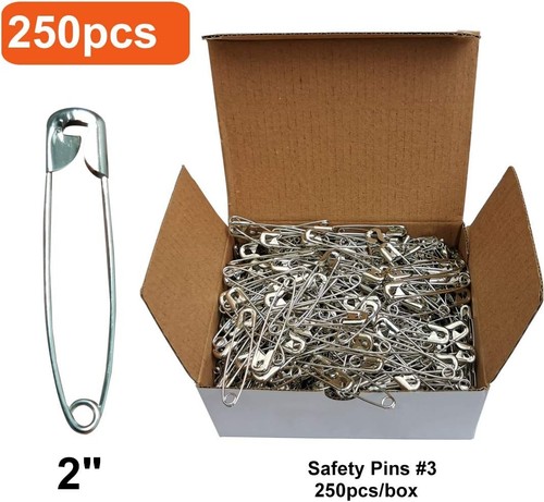 2" of 250PCS Safety Pins for Laundry 2" (250PCS), Nickel - Picture 2 of 4