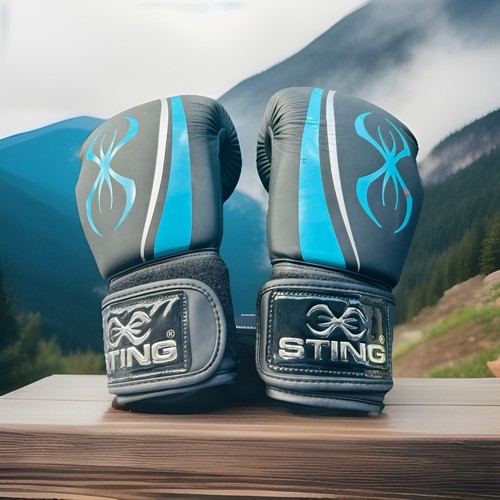 STING Women's Aurora Boxing Gloves – Black/Aqua, 12 OZ.