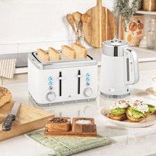 Elektrischer Edelstahl Wasserkocher und Toaster Set, 3000 W 1,7 l UK Strix Thermostat 
