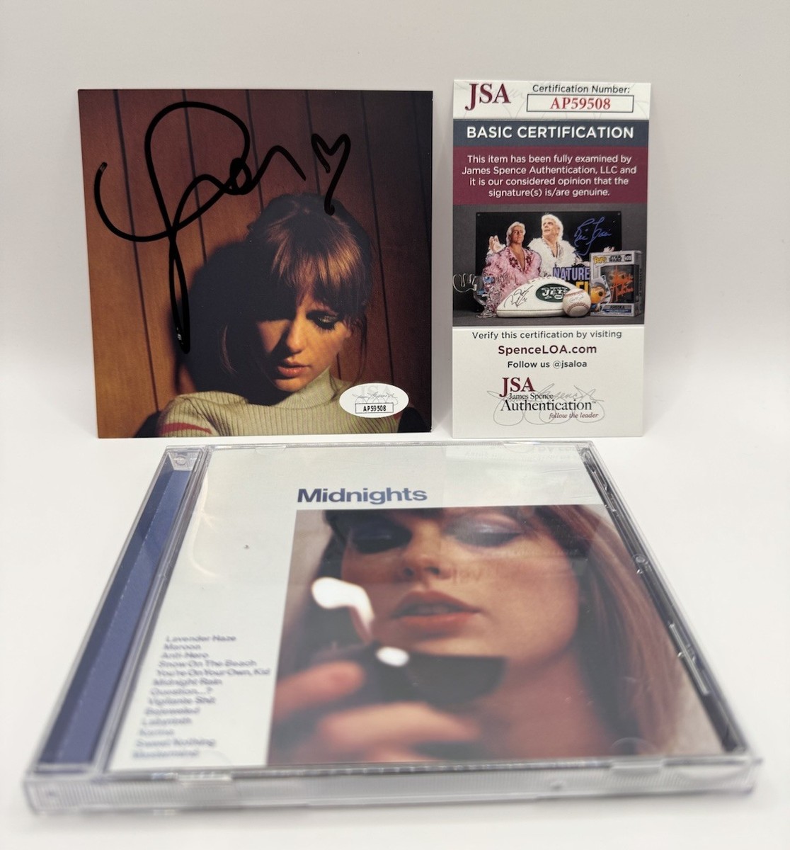 Taylor Swift Signed Midnights Moonstone Blue CD JSA COA With HEART
