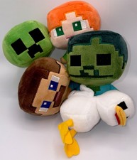Minecraft Plush Toy Lot Set Of 5 Steve Alex Creeper Zombie Chicken Mob Plushies