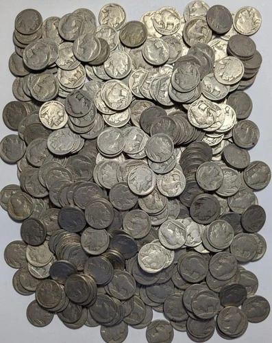 lot of 446 no date / part date buffalo nickels - free shipping