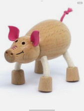 Anamalz wooden poseable pig - nwt
