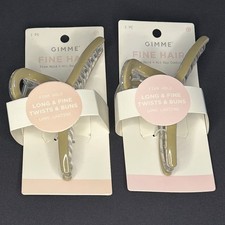 Lot of 2 Gimme Premium Claw Clip For Fine Hair Tan Clear Teeth Curved NIP