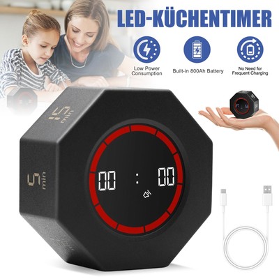 Cube Timer Gravity Sensing Flipping LED Display 7 Preset Time 6*6*3cm