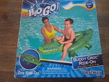 H2O GO Buddy Croc Ride-On - Inflatable Crocodile, 60" x 28" - Bestway, Kids Pool