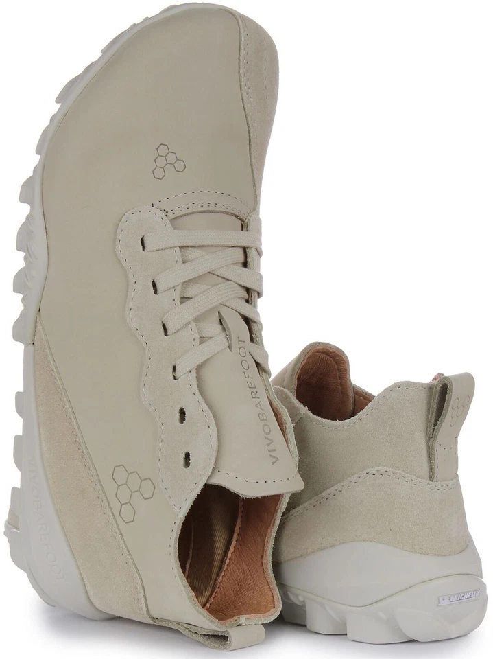 VIVOBAREFOOT Novus Medio Mujer Cordones Zapatillas En Arena Cuero Talla UK 4-9 Foto 4 de 4