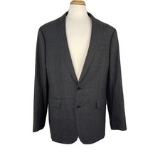 Stafford Mens Wool Blend Tweed Sport Coat Blazer 44L Charcoal Gray Classic Fit