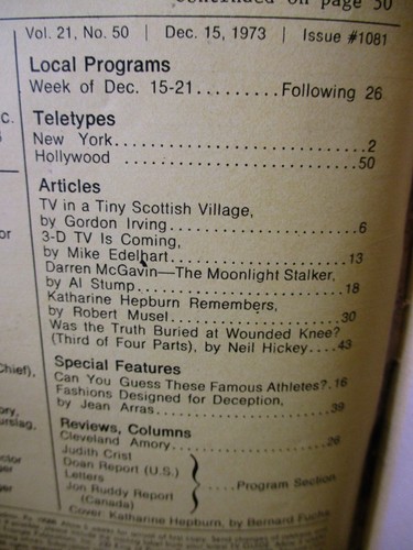 TV Guide 1081 December 15-21 1973 Katharine Hepburn The Glass Menagerie Memphis - Foto 3 di 4