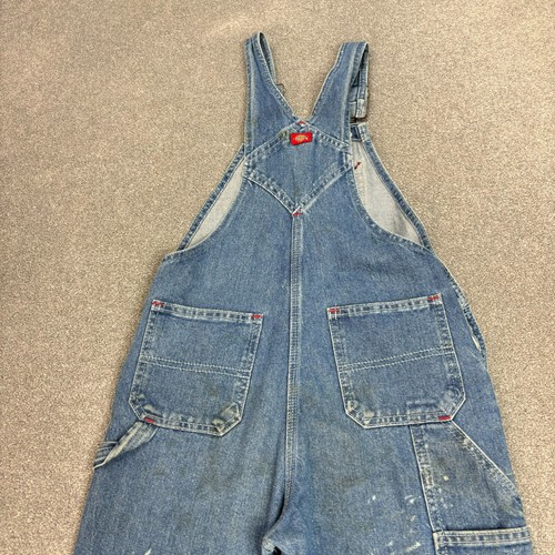 Dickies Dungarees Kids Large Blue 28x26 Overalls Denim Carpenter Workwear Youth - Picture 12 of 13