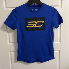 Under Armour UA HeatGear Youth Boys Sz M Blue Short Sleeve Crew Graphic T-Shirt