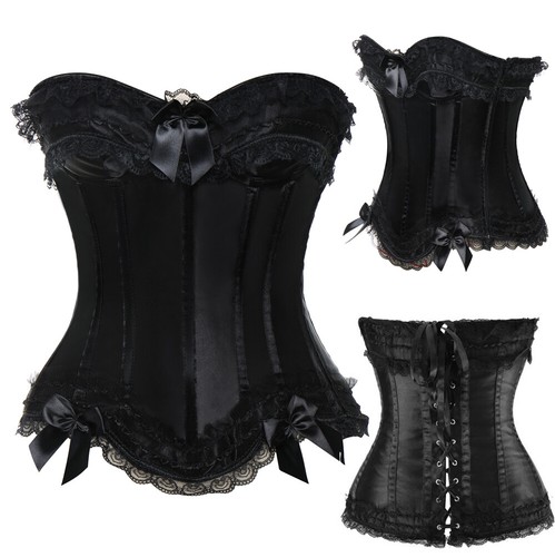 Womens Overbust Boned Corset Burlesque Basque Tops Lace Up Costume Fancy Dresses - Picture 27 of 40