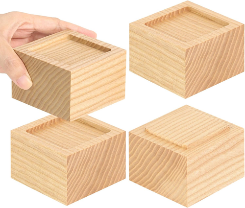 Bed Risers (Set of 4) Furniture Risers Lifts Height 2", Oak Solid Wood Risers fo - Picture 9 of 12