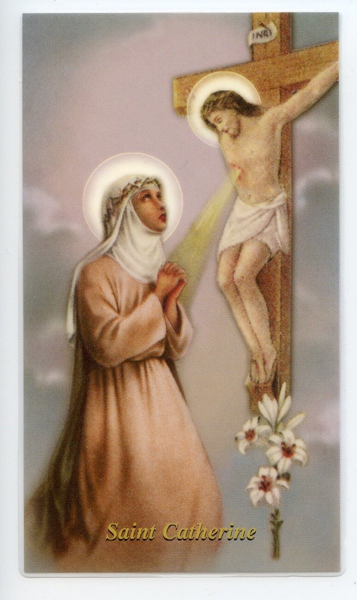 St. Catherine of Siena - Relic Laminated Holy Card - Blessed by