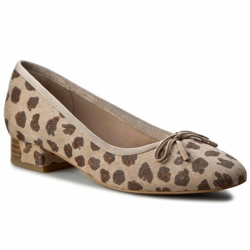 Clarks Ladies Eliberry Isla Leopard Print Ballerina Court Shoe, UK 3, 3