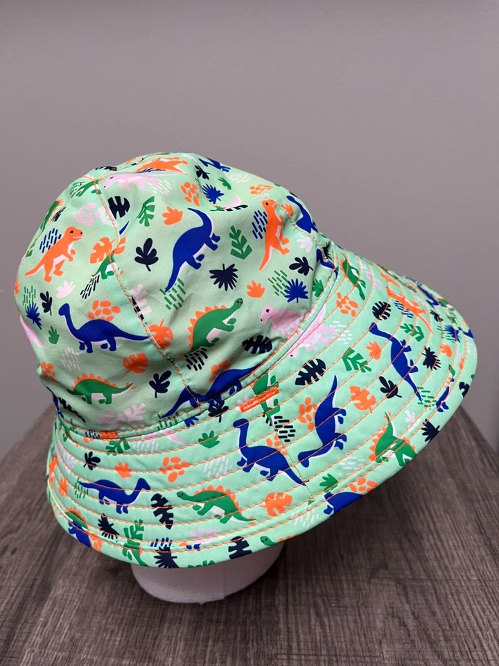Sombrero de cubo verde naranja dinosaurio sol playa océano verano comodidad niños Foto 4 de 4