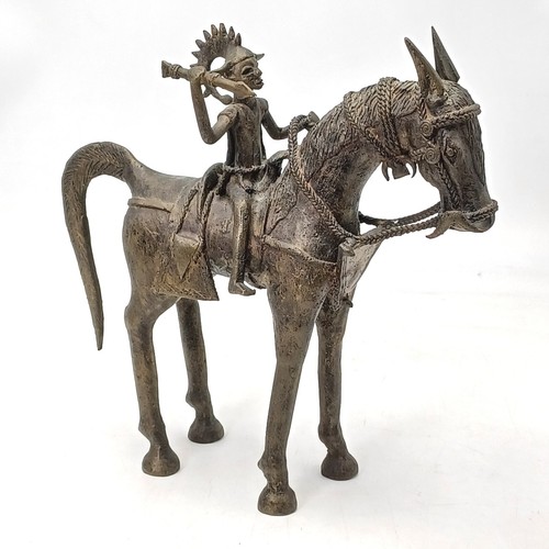 Vintage Warriors on Horses Cast Bronze Figurines. Pair. Pre-owned - Picture 6 of 11