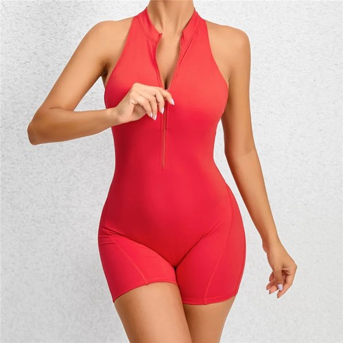 Zipper Women Tracksuit Pad Yoga Set One Piece Jumpsuit Scrunch Legging new - Picture 30 of 48