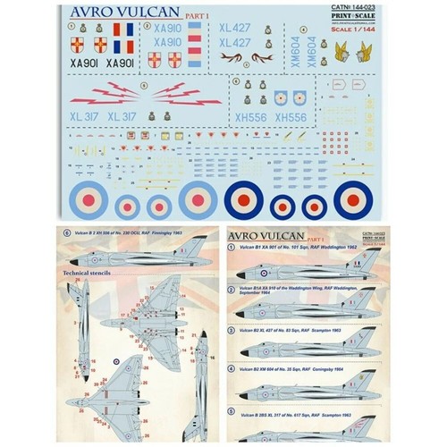 Print Scale 144-023 Decal for airplane 1:144 Avro Vulkan Part1 Waterslide decals - Picture 7 of 24