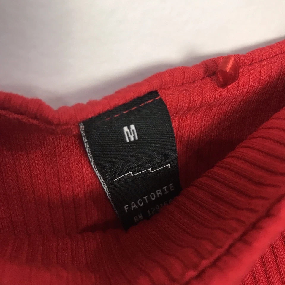 Factorie Women’s Red Ribbed Sleeveless Crop Top Size M Adjustable Straps - image 3 of 4