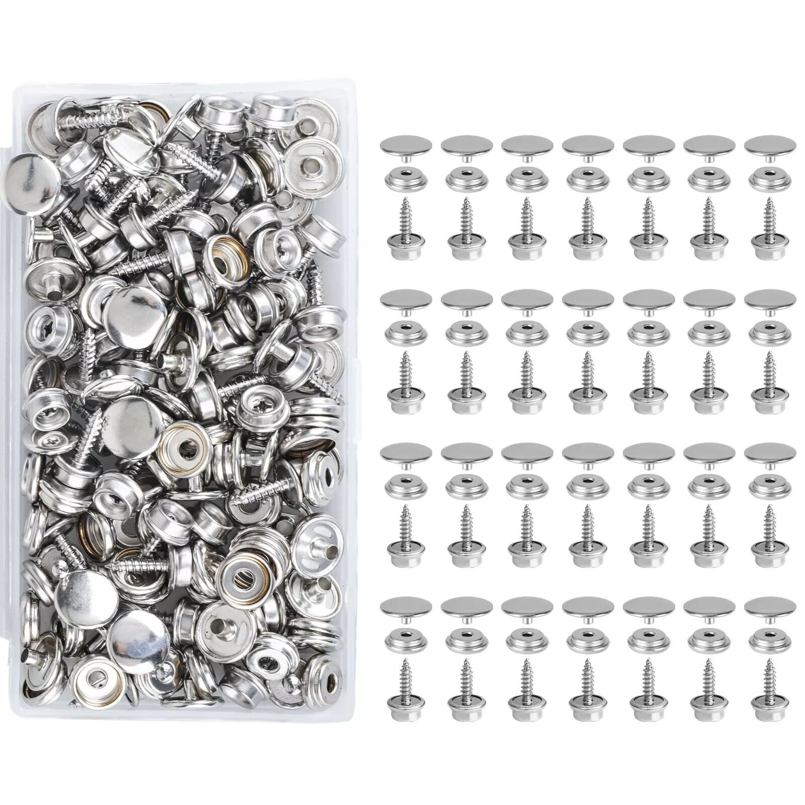 50-Piece Stainless Steel Marine Snap Fastener Kit for Boat Canvas Covers