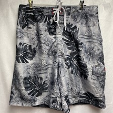 XL Mens Speedo swim trunks shorts mesh lined w/pockets Hawaiian theme blue
