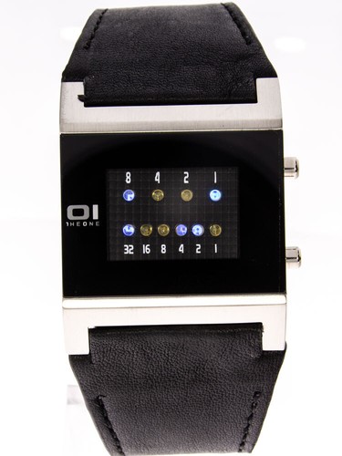 The One Binary Kerala Trance KT102B1 reloj binario LED azul correa de cuero artículo de segunda mano - Imagen 1 de 4