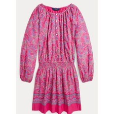 Polo Ralph Lauren Girls Pink Paisley Batiste Dress Size 4/4T