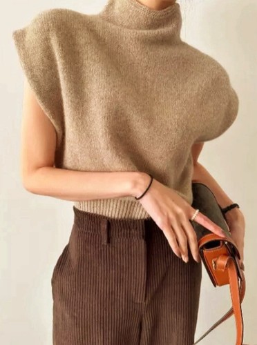 Tan Camel Ladies Classic Chic Soft Knit Layering Sleeveless Tank Top 10 12 - Picture 4 of 8