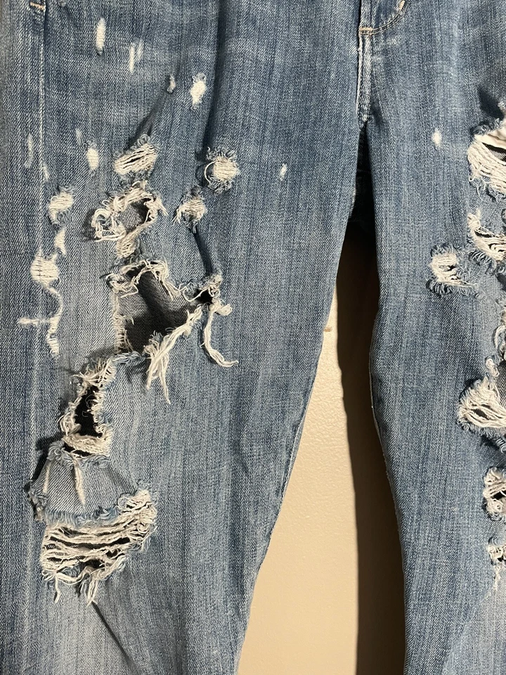 AGOLDE Isabel Boyfriend Slim Chaumont Destroyed Jeans Size 29 Women’s Blue - Image 4 of 4