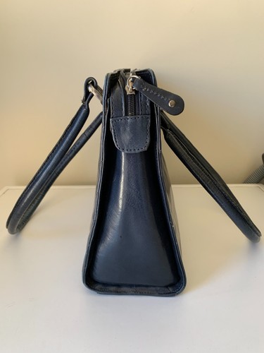 Serra Blue Large Leather Rectangle Handbag - Picture 9 of 12