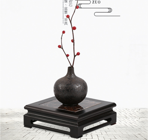 wood Inlaid marble base display stand For Cup flowerpot teapot statue base 1PC - Picture 1 of 5