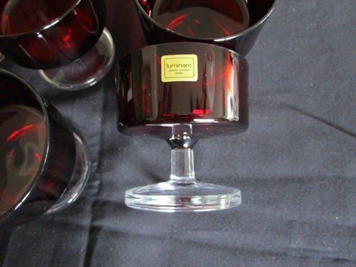 6 x Luminarc Gläser / rot- klar /Kult 60er 70er -/France/ Dessertschalen Sekt - Bild 5 von 5